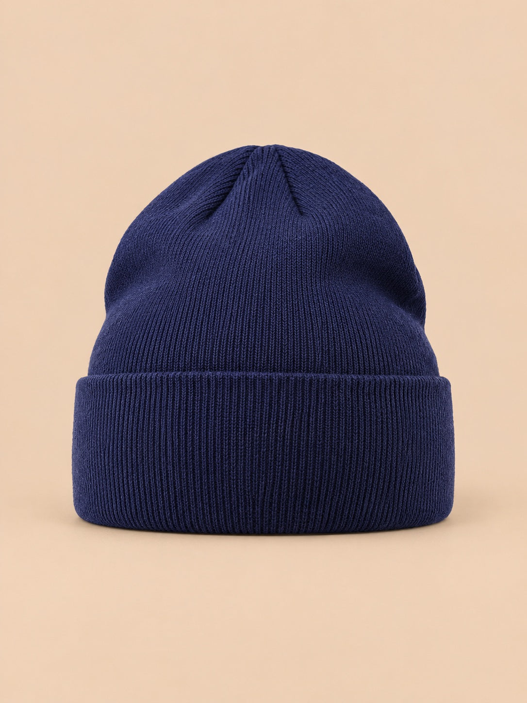 Berretto classico a tinta unita in maglia morbida e leggera, colore blu navy, vista frontale