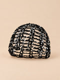 Cappello vintage traforato con paillettes da viaggio, colore nero, vista frontale